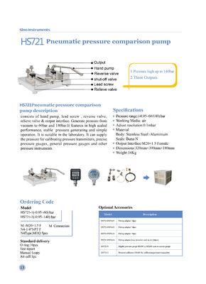 Banque d'étalonnage pneumatique HS721 à air pour mesures et étalonnage précis